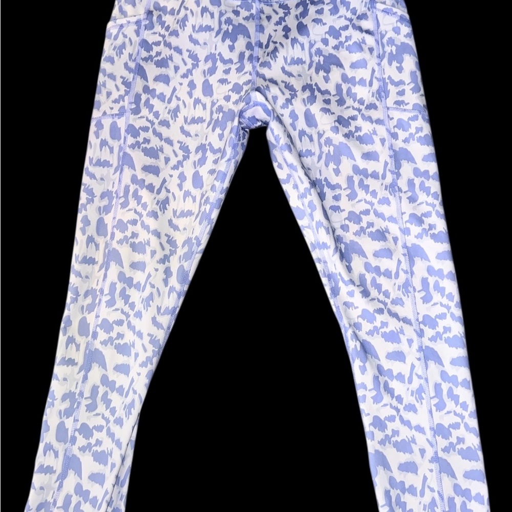 V A Core Leggings Women Sz L Pull On Abstract Purple/White Athletic Workout